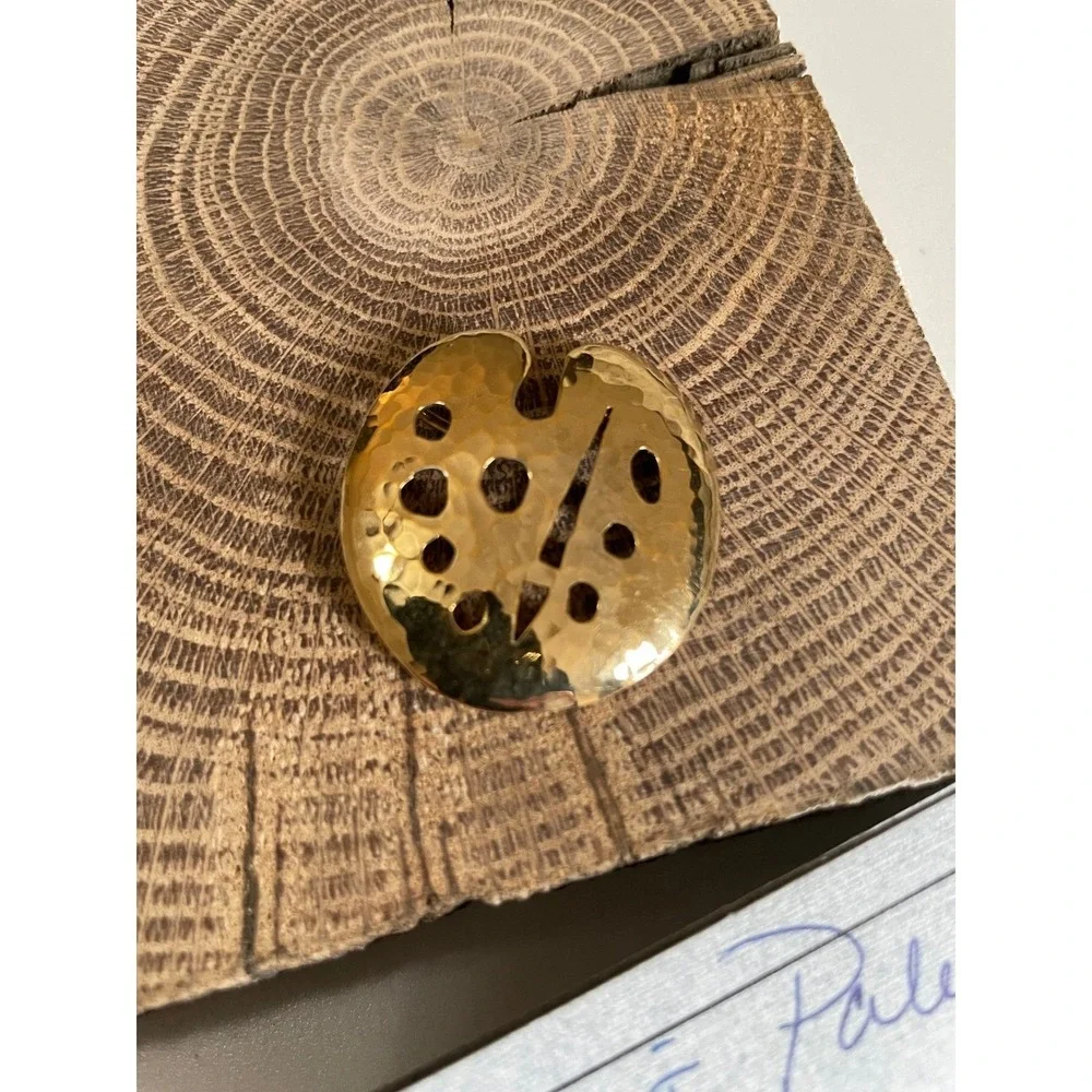 Vintage Signed Joe Schmidlin Artisan 12K Gold Plated Sterling Pin Pendant